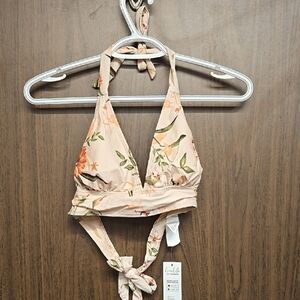 Cupshe Size S Pastel Pink Floral Triangle Style Bikini Top